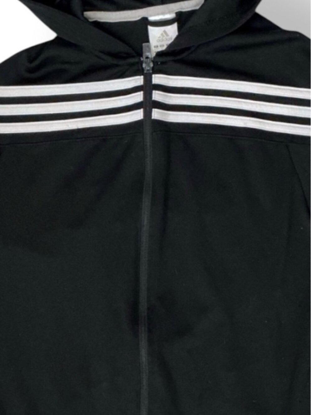 Adidas Track Athletic Jacket Hoodie Black White Stripe Pockets Boys Youth XL - Picture 10 of 14